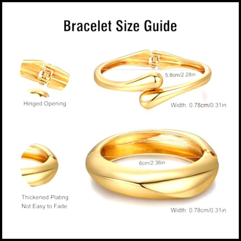 Chunky Gold Bangle Bracelets Stackable Minimalist… - image 6